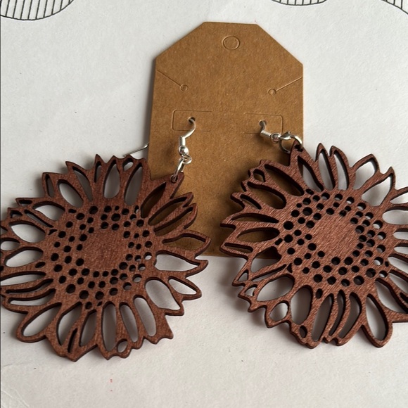Jewelry - Sunflower‎ Wooden Earrings